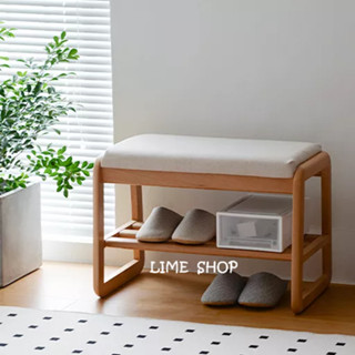 『LIME』北歐簡約實木換鞋凳 家用進門玄關穿鞋凳 雙層放鞋換鞋一體凳 長條凳 長條椅 換鞋椅 穿鞋椅 可拆洗軟包坐墊