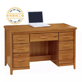 【新荷傢俱工場】25T 9022 復古半實木桌3.5尺桌/4.2尺書桌 辦公桌 柚木色書桌 房間桌 高腳書桌 電腦桌