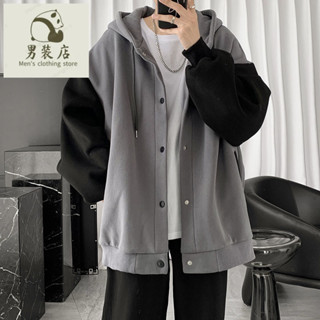 🚚免運熱銷 男裝外套 秋冬款 棒球服 棒球外套 休閒外套 復古時尚休閑夾克衛衣男春秋裝港風大碼寬松假兩件百搭棒球服外套