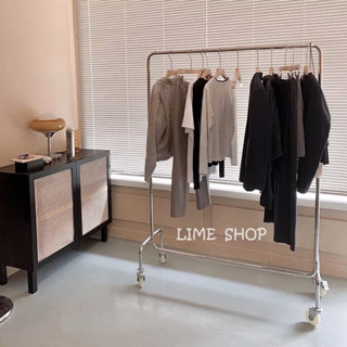 『LIME』免運💚簡約ins風不銹鋼衣架 帶輪子移動式衣帽架 落地式衣架 收納架 展示架 掛衣架 晾衣架 服裝店陳列架
