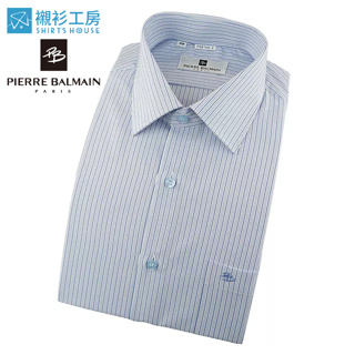 皮爾帕門pb白底細條紋、防靜電紗、合身長袖襯衫68166-02-襯衫工房