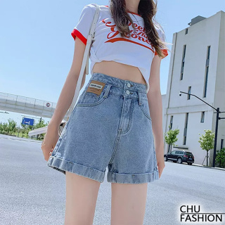 CHU FASHION 高腰捲邊翹臀牛仔直筒短褲