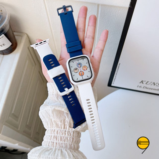撞色錶帶 保護殼+錶帶套裝 適用於 Apple Watch 10 9 8 7 SE 蘋果錶帶 42mm 46mm 錶帶