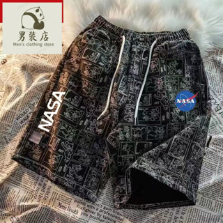 🚚免運熱銷 大尺碼男裝 男裝短褲 工裝短褲 大碼沙灘褲 NASA官方聯名湯姆休閑短褲男2022夏季塗鴉印花潮牌ins寬