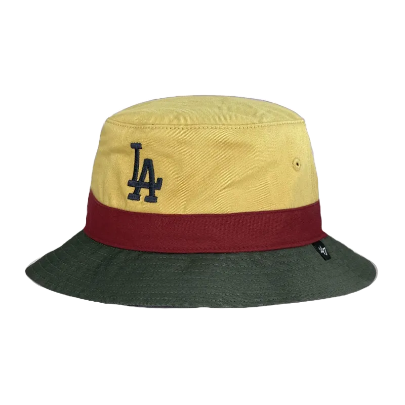 47 漁夫帽 MLB LA MELROSE 洛杉磯 道奇 LA  立體刺繡 拼接 平頂漁夫帽 【TCC】