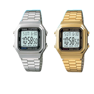 CASIO專賣店 十年電池 超大字體 金色-銀色不鏽鋼錶帶 年度暢銷 台灣CASIO公司貨 A178WA A78WGA