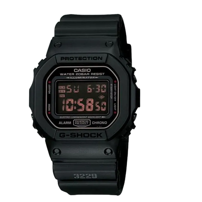 G-SHOCK專賣店 經緯度鐘錶 黑底白字反轉液晶顯示 機芯號碼印在錶帶展現軍事風格現貨【↘超低價】DW-5600MS