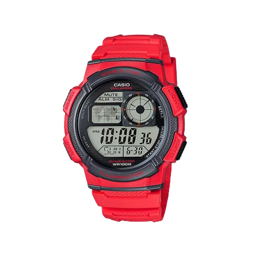 CASIO手錶專賣店 經緯度鐘錶 百米防水仿飛機儀表面板 LCD模擬指針 中性錶 公司貨保固【↘超低價】AE-1000W