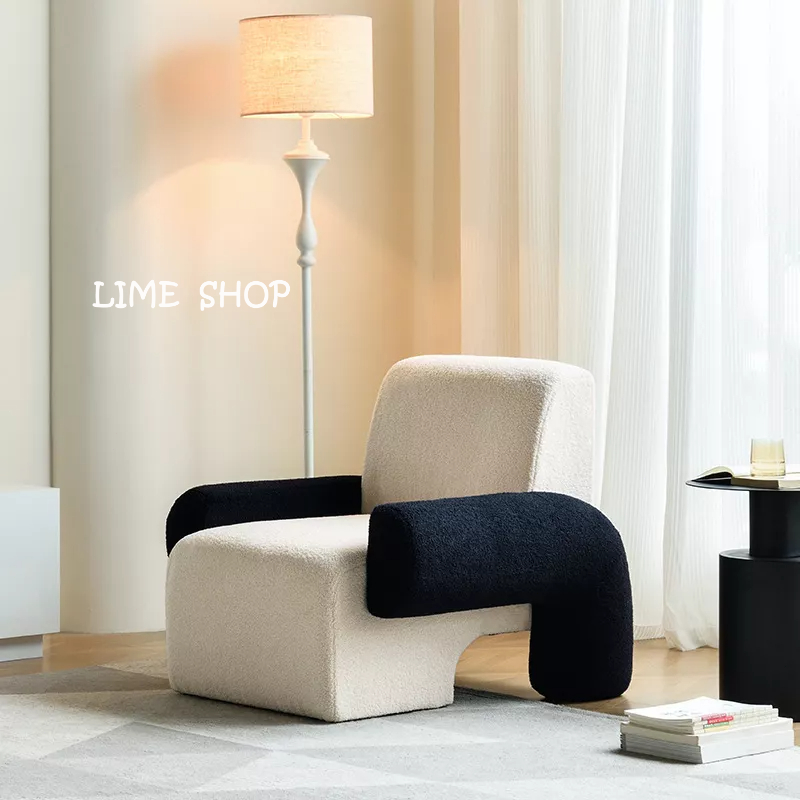『LIME』北歐現代簡約風羊羔絨單人沙發 沙發椅 美容院沙發 民宿沙發椅 小沙發 扶手椅 休閒椅