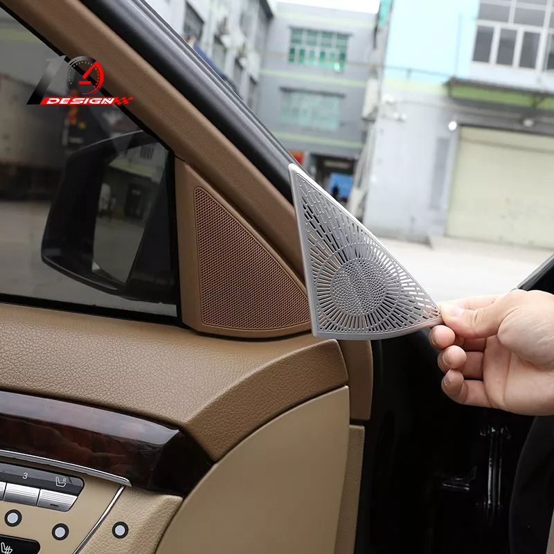 適用於賓士 Benz 級W221 2008-2013鋁合金 車門音響揚聲器高音揚聲器網罩貼紙汽車配件