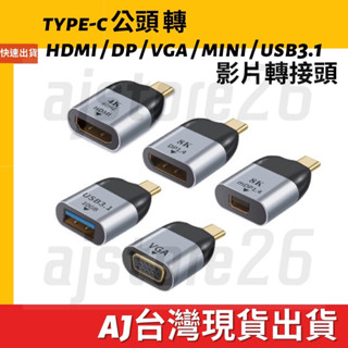 臺灣發貨Type-C 轉 HDMI 轉DP 轉VGA 轉MDP 高畫質 轉接頭 4K 60Hz 1080P 8K 影片音訊