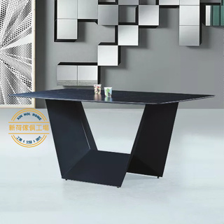 【新荷傢俱工場】 E 1210 黑金岩板餐桌 5尺/6尺/7尺 工業風餐桌 鐵腳餐桌 洽談桌 會議桌 餐桌 咖啡桌