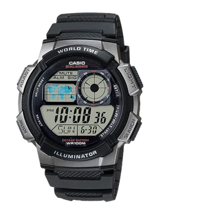 CASIO手錶腕表 經緯度鐘錶百米防水飛機儀表面板設計LCD模擬指針+電子雙時區顯示多功能【↘超低價】AE-1000W