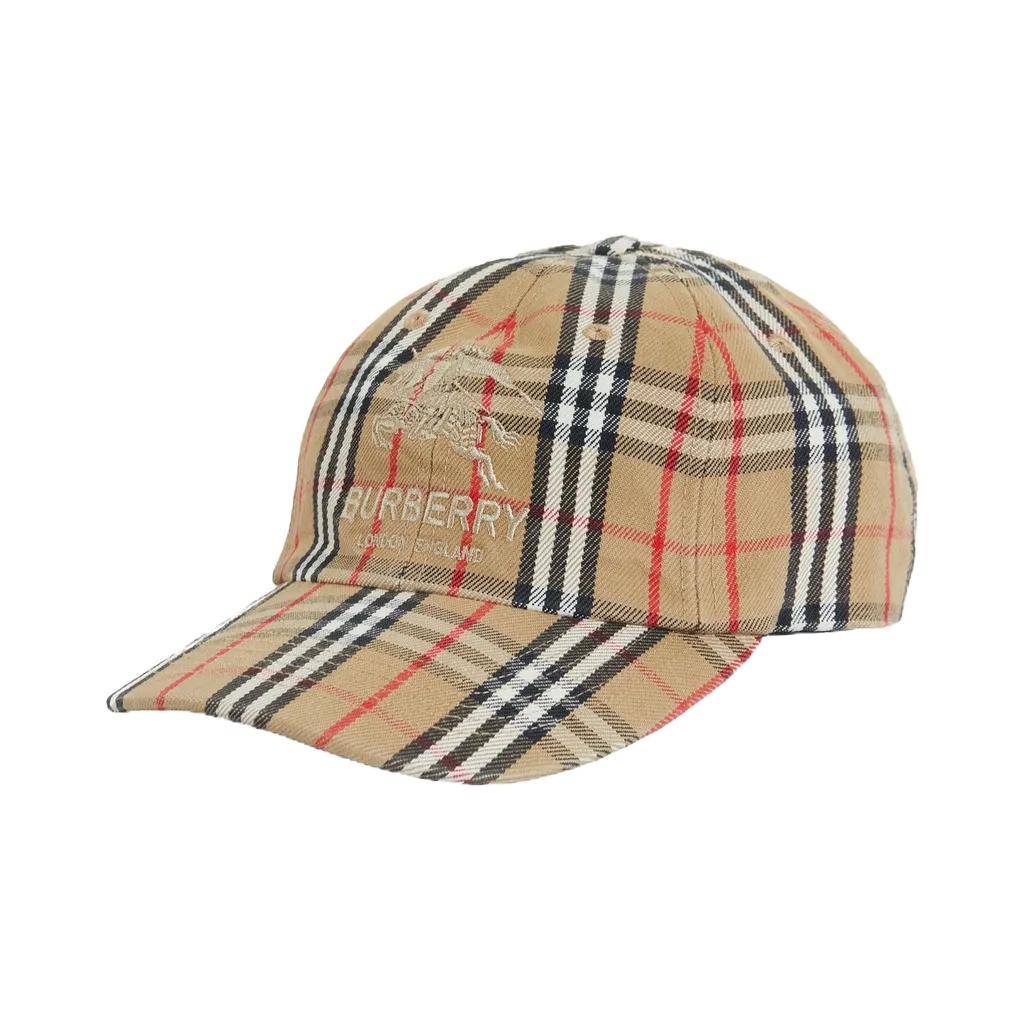 SUPREME BURBERRY BEIGE 淺褐色 六片式 老帽 鴨舌帽 棒球帽 聯名款【TCC】