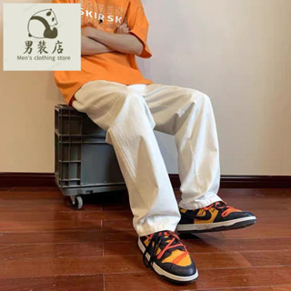 🚚免運熱銷 男裝衣服 休閒褲 運動褲 長褲 直筒 直筒休閑褲男2022新款褲子夏季韓版潮流寬松百搭垂感拖地闊腿長褲