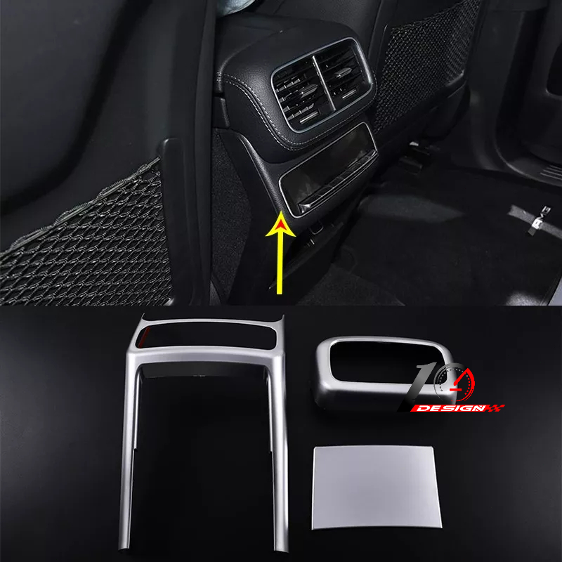 適用於賓士 BenzGLE 2020-2021年年年年年ABS銀色汽車後排空調通風口後排座椅防踢框架貼紙