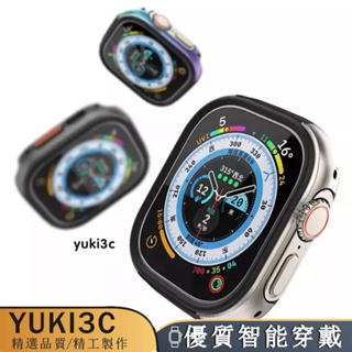 Apple Watch ultra2矽膠材質+鋁合金邊框 蘋果手錶iWatch8保護殼套49mm金屬邊框
