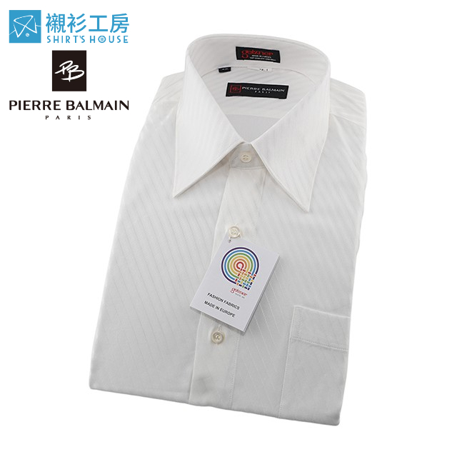 皮爾帕門pb白色寬斜紋緹花、進口素材、超值寬鬆版長袖襯衫64178-01-襯衫工房