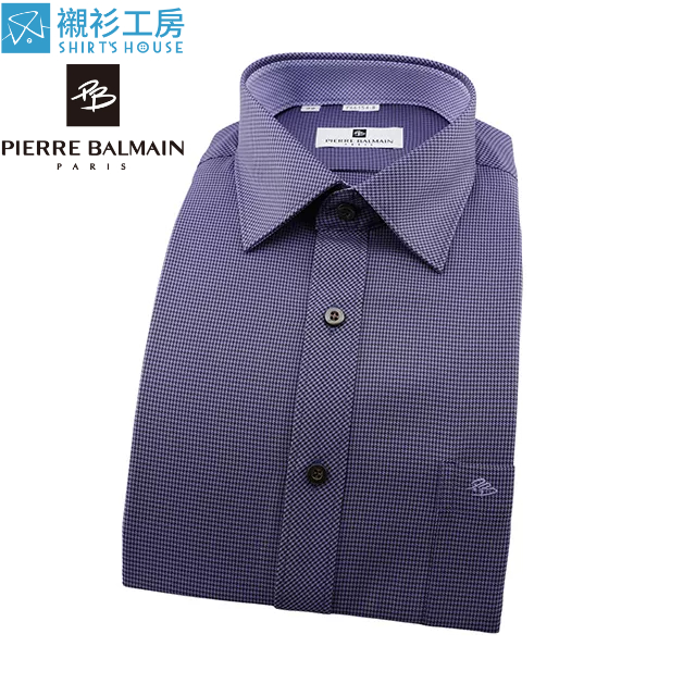 皮爾帕門pb深紫色、經典千鳥格紋、領座配布、合身長袖襯衫66154-08-襯衫工房