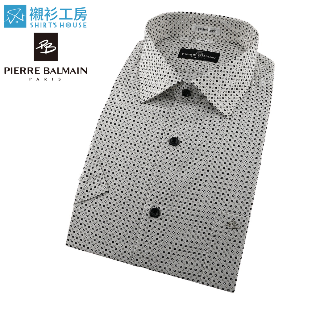 皮爾帕門pb圓點黑白相間、下擺齊支可外穿、悠閒自適短袖襯衫64014-09 -襯衫工房