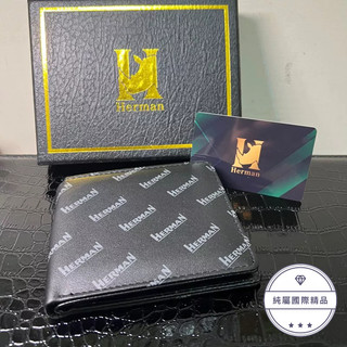HERMAN義大利犀牛 滿版LOGO樣式短夾✅全新正品✅附原廠盒裝✅附原廠保卡
