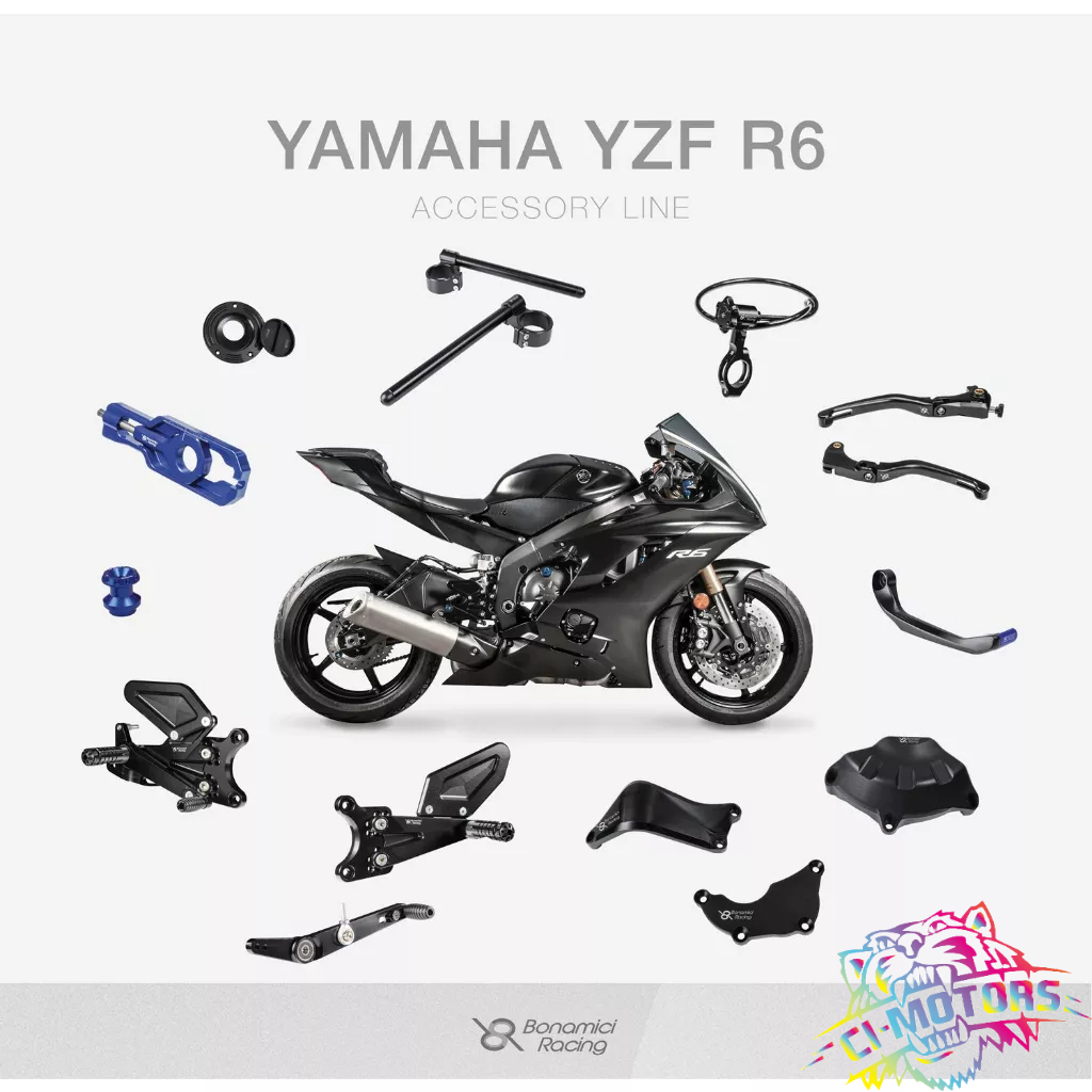 [CI-MOTORS]BONAMICI RACING 適用YAMAHA R6 後移 三角台 分離把 護蓋 護弓 油箱蓋