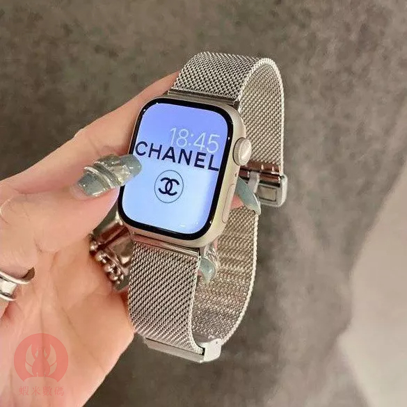 夏季新款 磁吸不銹鋼折疊錶帶 適用於AppleWatch 3 4 5 6 7 8代 SE 時尚蘋果手錶