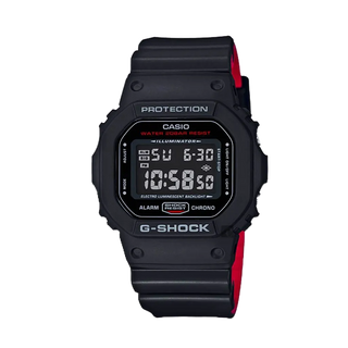 經緯度鐘錶 G-SHOCK 強悍 防撞防震 黑紅搭配 粗曠酷炫 百搭 影星最愛 CASIO公司貨 DW-5600HR-1