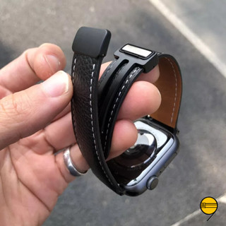 真皮錶帶 磁吸折疊扣 適用於 Apple Watch 10 錶帶 9 8 7 6 SE 蘋果手錶錶帶 42mm 46mm