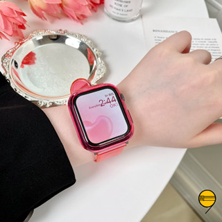 蘋果手錶錶帶 錶帶+保護殼 適用於 Apple Watch 10 錶帶9 8 7 6 SE 透明錶帶 46mm 矽膠錶帶