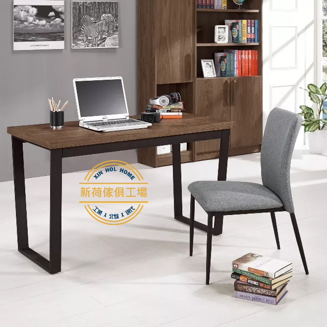 【新荷傢俱工場】 M 480 工業風4尺胡桃書桌(不含椅) 書桌  辦公桌 電腦桌 玄關桌