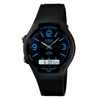 【地球儀鐘錶】卡西歐手錶 經典電子+指針雙顯錶 50米防水 中性款 卡西歐公司貨 學生 上班【衝評價↘】 AW-90H