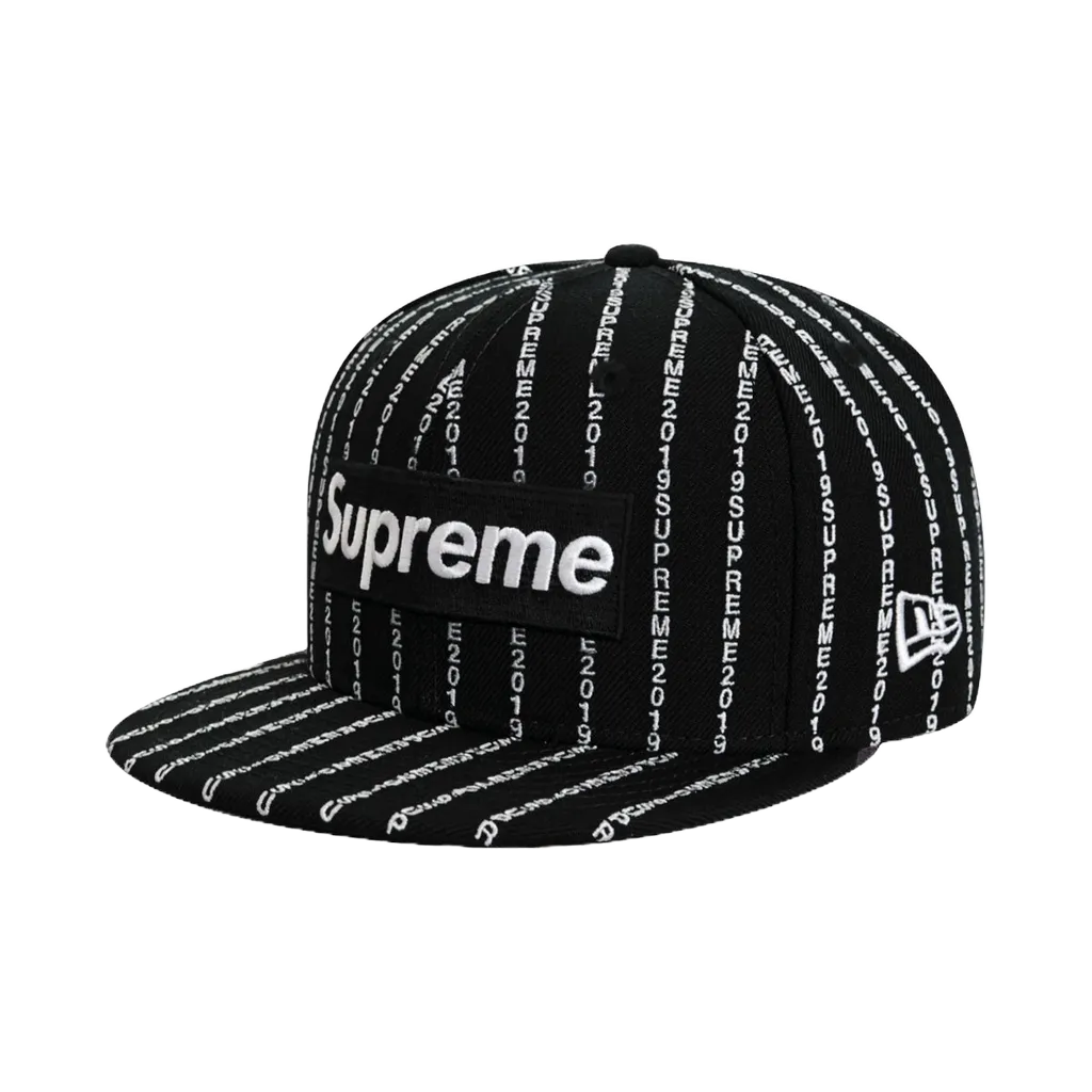 SUPREME X NEW ERA 59FIFTY 5950 TEXT STRIPE 黑 棒球帽【TCC】