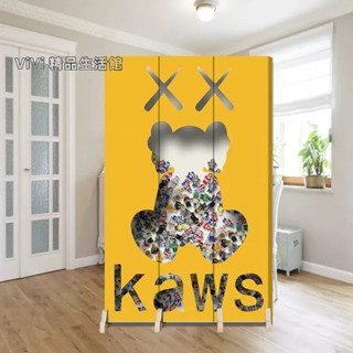 可客製化尺寸+送底座💛屏風 暴力熊 潮牌 公仔 KAWS 屏風💛 隔斷折疊移動遮擋店面辦公背景墻kk5050