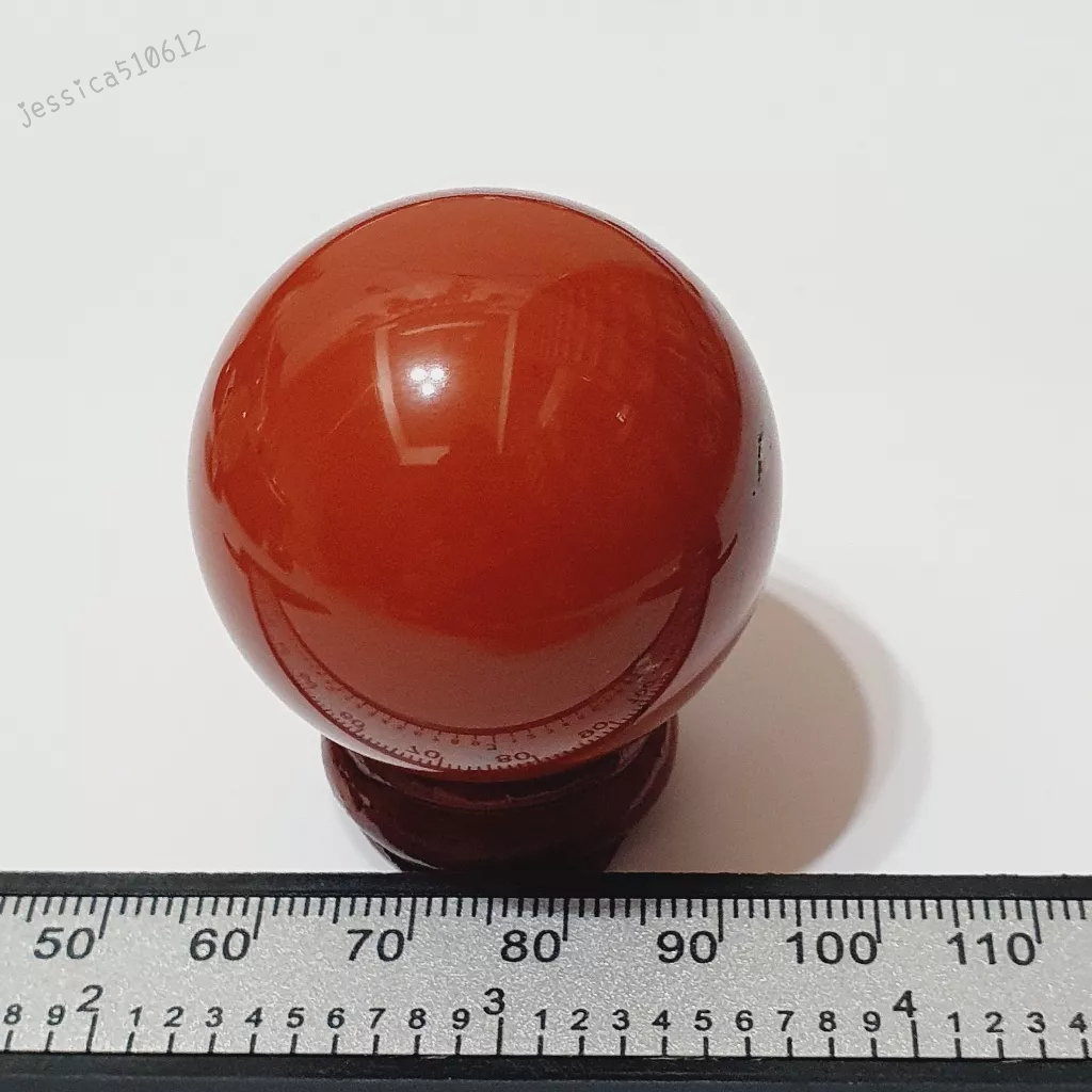 37.6mm 紅碧玉球 +木底座 水晶球 J926S 礦石球 擺飾  收藏 禮物