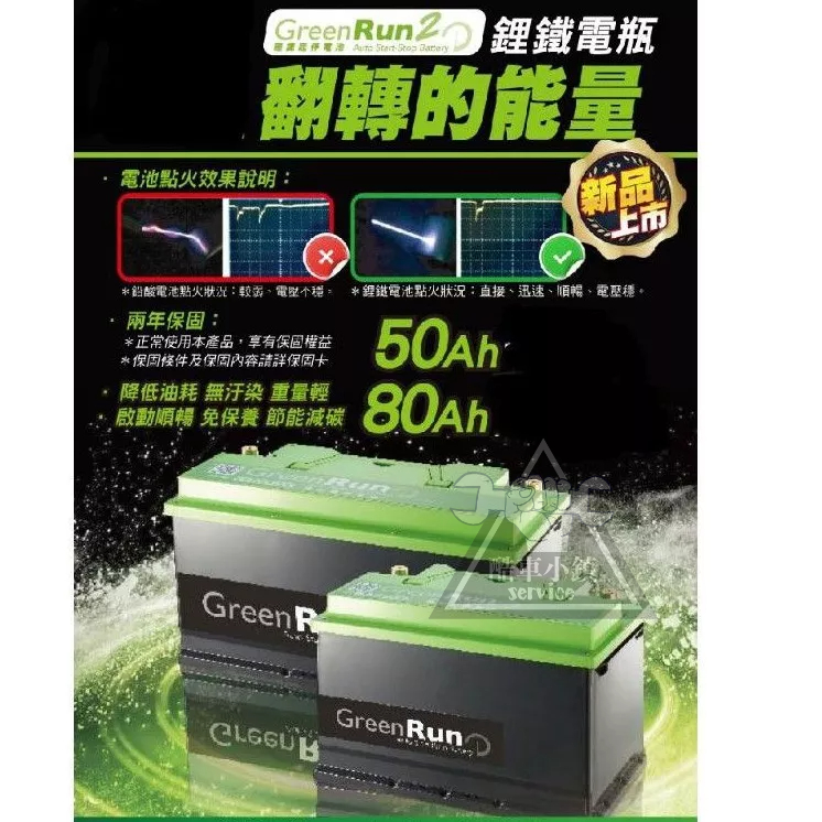 『可議』寰聖Green Run2鋰鐵電池、電瓶12V 80AH/50AH 啟動電池 非華達/湯淺/BOSCH/國際/鐵力