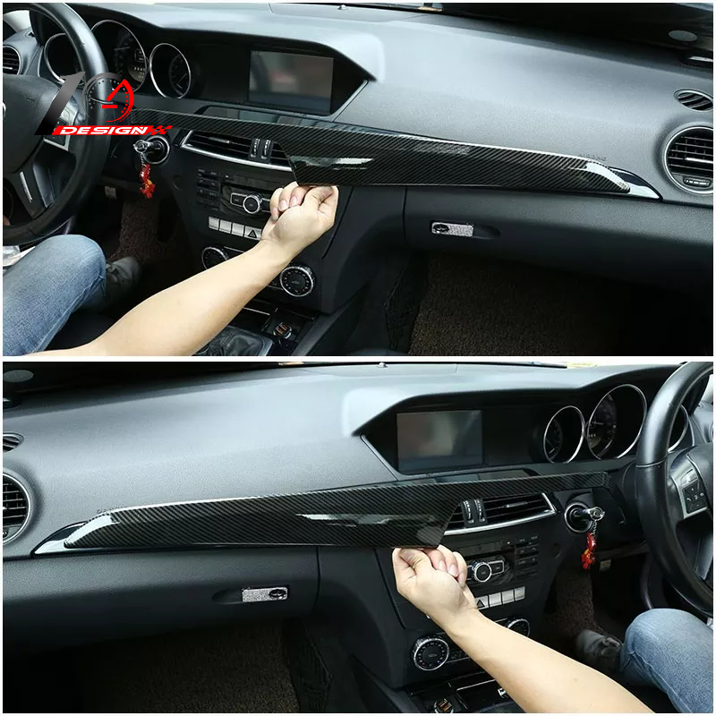 適用於賓士 Benz C級W204 2010-2013 ABS啞光黑色 汽車中控臺面板蓋飾件貼紙