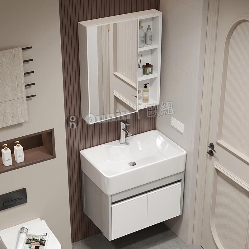 Ouniu丨免運 超窄浴室櫃 40cm寬小戶型衛生間洗手盆櫃組合 浴櫃 鏡櫃 智能鏡櫃 家用洗漱台 洗臉盆