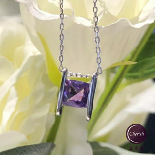 《真愛鍊Cherish 》天然紫水晶S925通體純銀項鍊 精緻微鑲珠寶 天然水晶 花世切割 能量 寶石