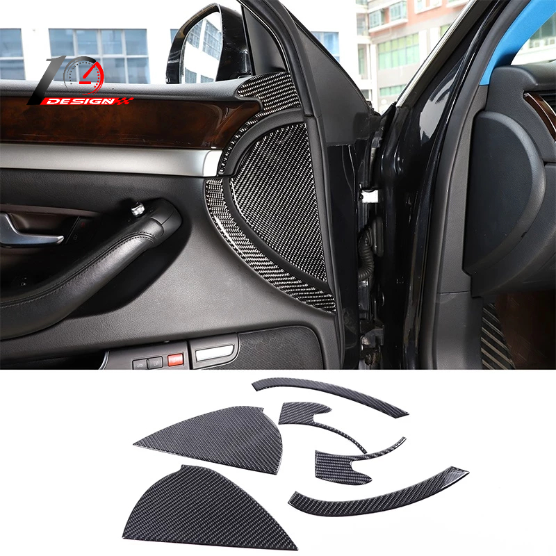 Audi 奧迪 2004-2012 A8 軟碳纖維 汽車車門防撞緩衝墊貼 汽車內飾保護6pcs