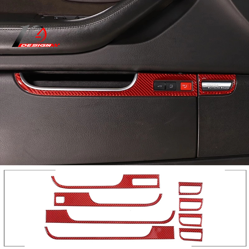 Audi 奧迪 A8 D3 2004-2012 軟碳纖維 汽車室內燃氣罐蓋 行李箱開關貼內飾8 pcs