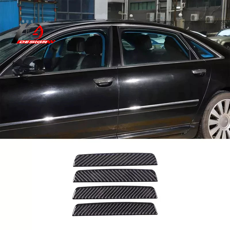 Audi 奧迪A8 D3 2004-2012 碳纖維 汽車外把手面板裝飾貼 4pcs