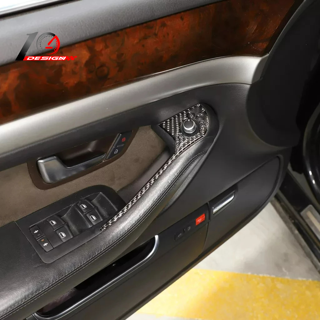 Audi 奧迪 A8 D3 D4 04-12 軟碳汽車 後視鏡調整架玻璃升降框架蓋飾件貼