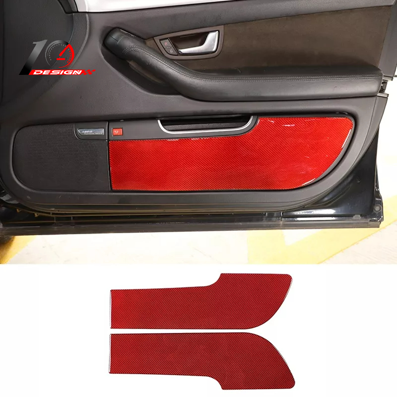 Audi 奧迪 A8 D3 2004-2012 碳纖維 汽車車門防踢面板裝飾貼紙內飾2 pcs