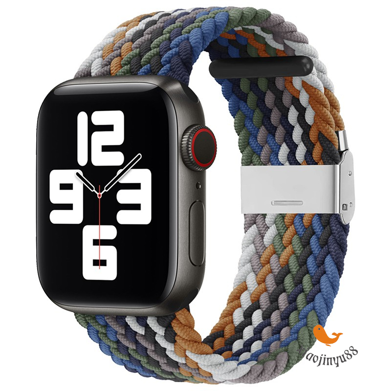 《台灣現貨》Apple Watch7/8/9代錶帶編織尼龍錶帶S6/se/5/4代錶帶卡扣彈力錶帶 41/44/45mm