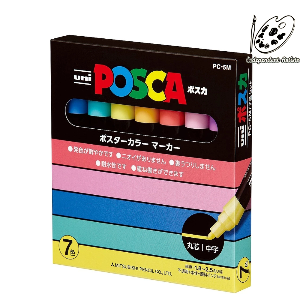 日本三菱UNI-ball POSCA 水性麥克筆 中字丸芯 / PC5M7C 粉色 7色