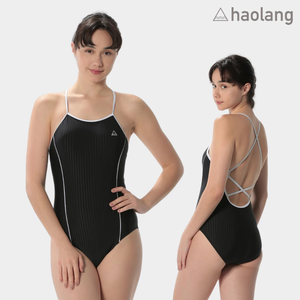 Haolang 經典黑速乾連身三角泳衣/快乾/游泳機能美型