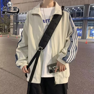 地下室B1-外套 運動風三線鈕扣男生外套 男生衣服 寬鬆 百搭 ins潮牌【NL683009】