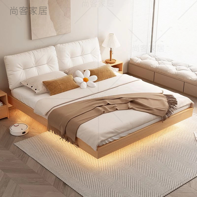【訂金】無床頭實木懸浮床 實木床 現代簡約 單雙人床 榻榻米矮床 小戶型床架