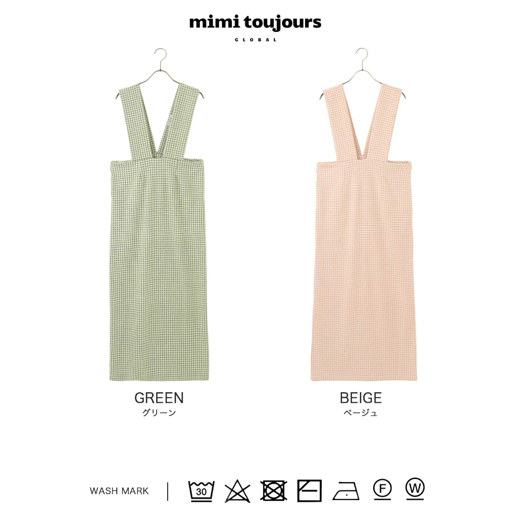 【已結束販售】しお mimi toujours 野餐格吊帶長裙 全2色日系 單品｜mtj321-0623【1】
